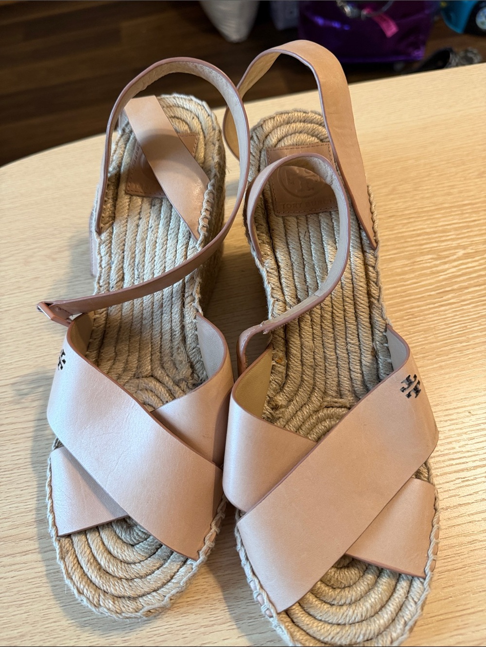 Tory Burch Women's Pink Leather Espadrille Sandals size 11